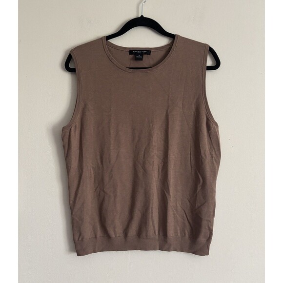 Vintage‎ Y2K Augist Silk Knit Top Sleeveless Brown Neutral Lightweight Stretch - Picture 1 of 7